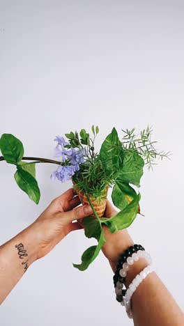 floral arrangement in an ice cream cone
