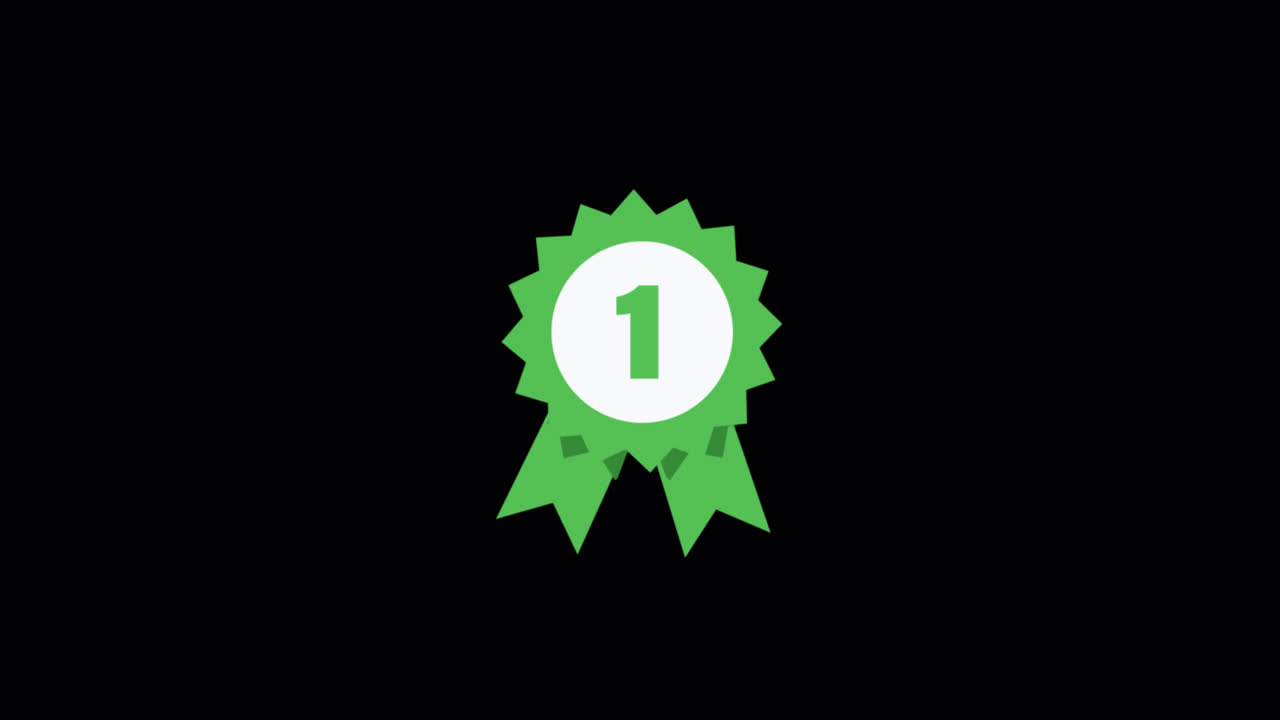 Animated Green Number One Ribbon Badge