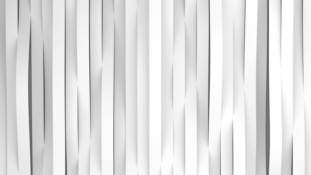 vista superior en rayas blancas animación de ondas. bandas de deformación superficie con luz suave. modelo de telón de fondo brillante moderno en estilo minimalista. 4k uhd loopable