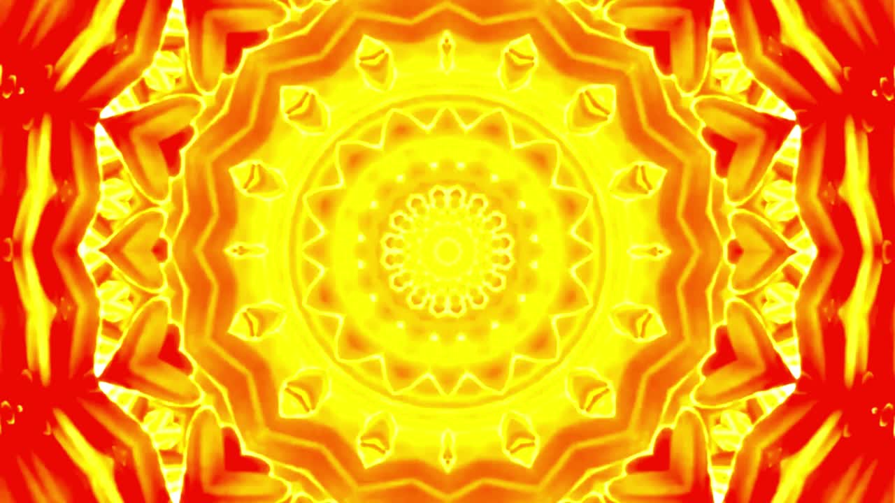 video abstracto que brilla, luz brillante que arregla movimientos sutiles de colores con una forma de flor, fondo negro