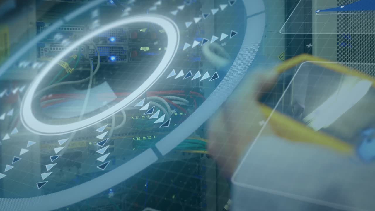 컴퓨터 서버를 통해 스캔하는 스 ⁇ 의 애니메이션