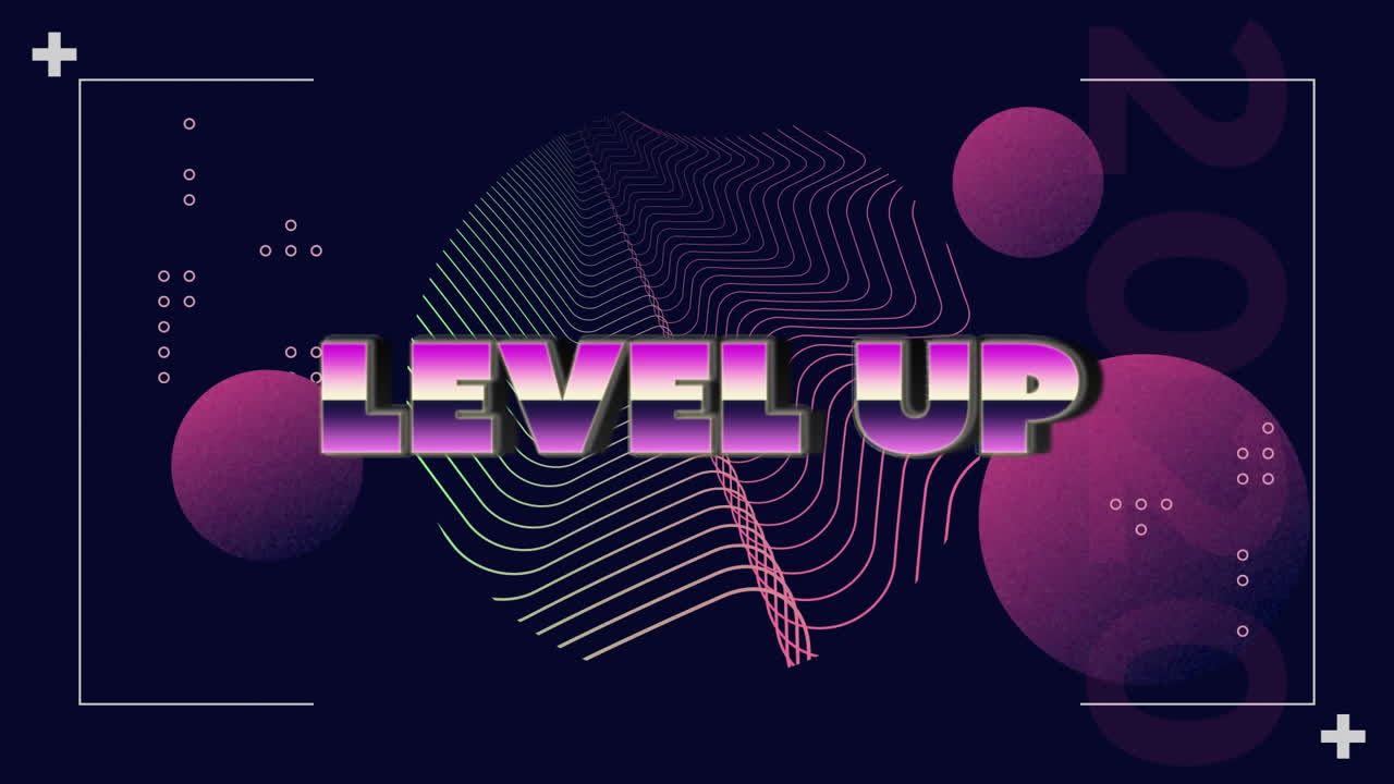 animación de texto de nivel superior sobre formas geométricas en movimiento