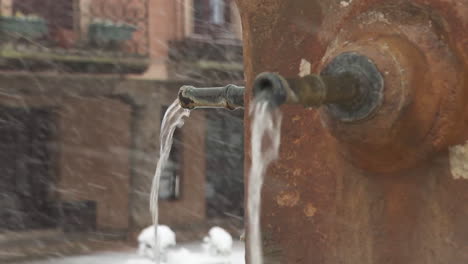 water fountain in the snow