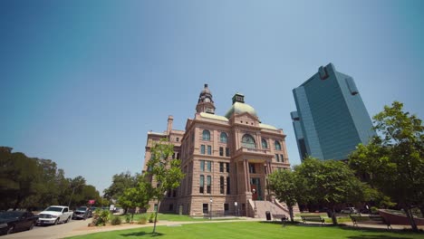 low angle wide view of the tarrant county courthouse in fort worth, texas