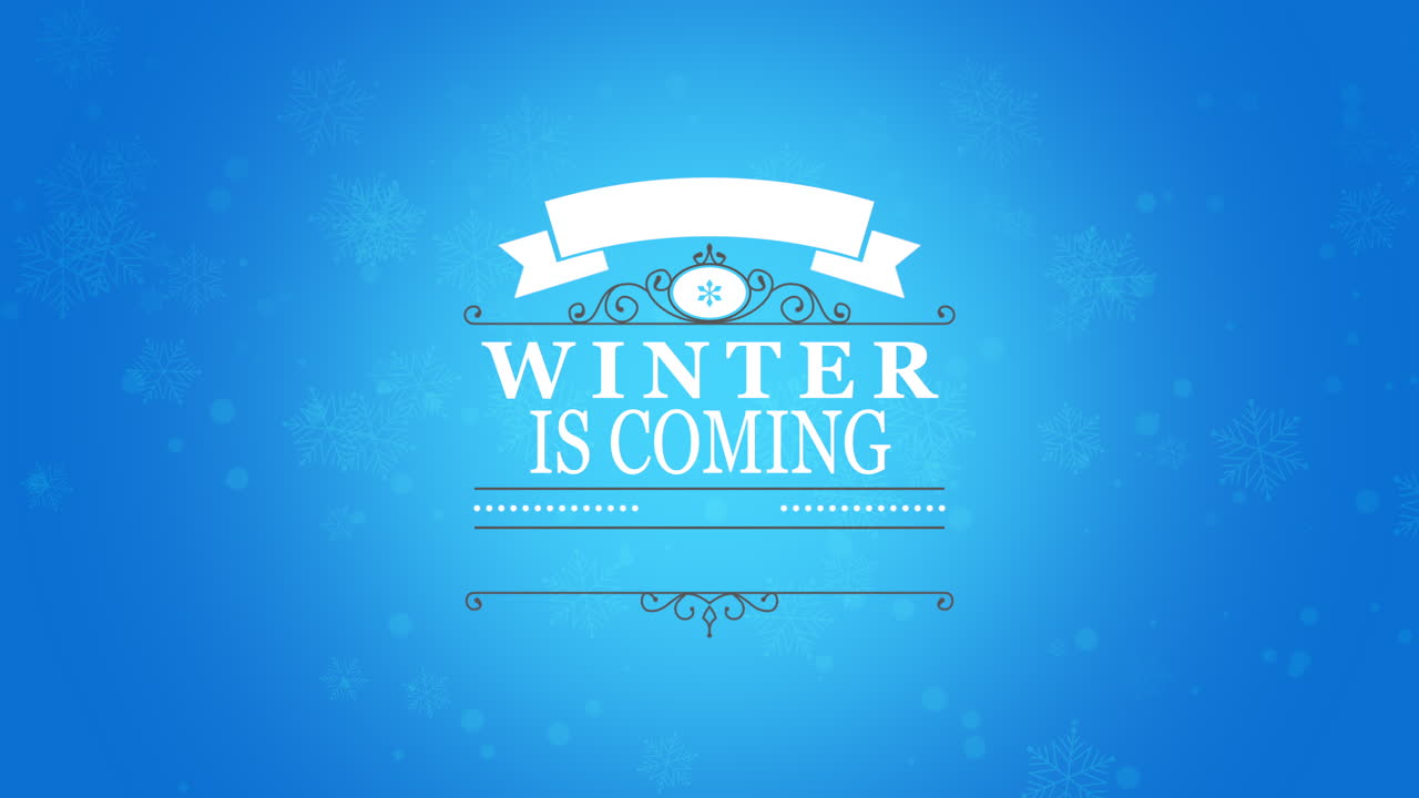 겨울이 오는 가을 눈송이와 파란 하늘의 리본