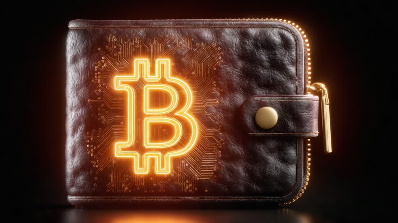 A Glowing Bitcoin Wallet: Exploring the Elegance and Modern Design of Cryptocurrency Storage and Digital Assets Through Innovative Technology