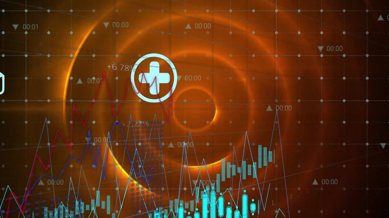 어두운 배경에서 스 스캐닝을 통해 디지털 데이터 처리의 애니메이션