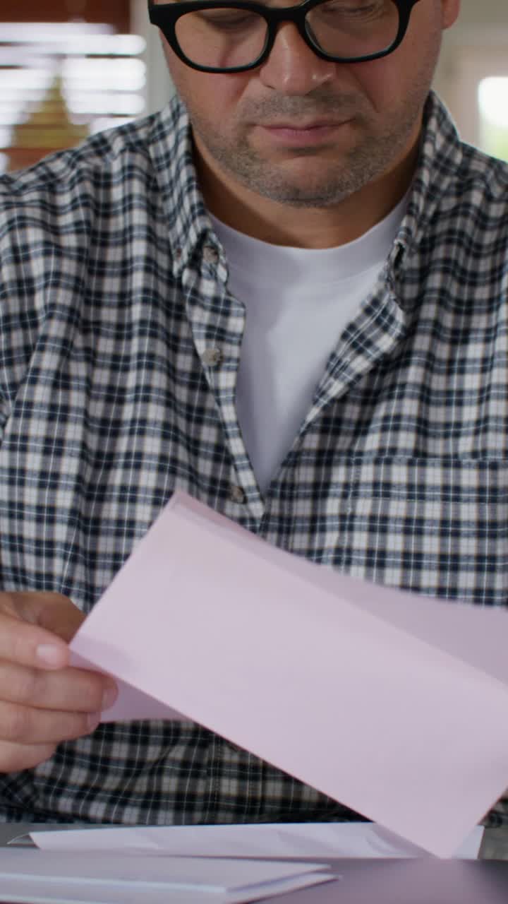 Man Reading Documents at Home