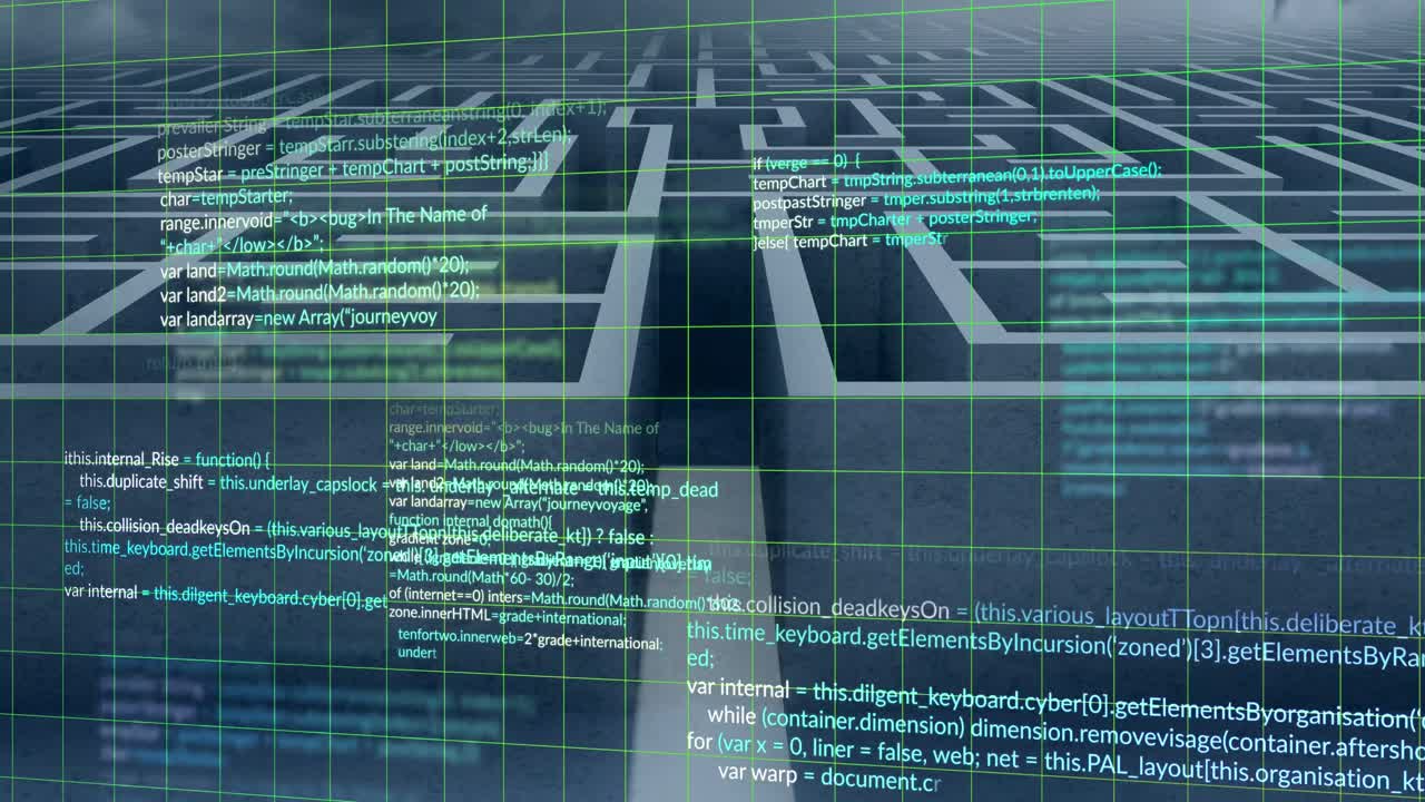 Animation of computer data processing over maze
