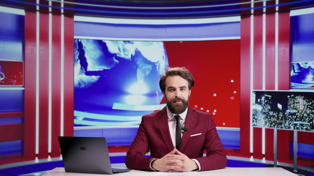 정치 뉴스를 방송하는 기자