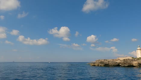 Punta-Marsala-lighthouse-of-Favignana-island-in-Sicily-seen-from-boat,-Italy