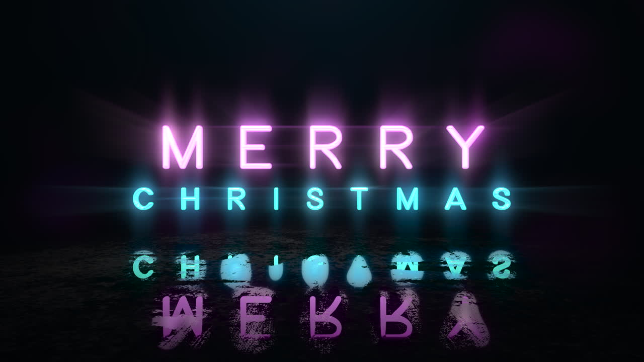 feliz navidad con luces de neón en la calle en la ciudad