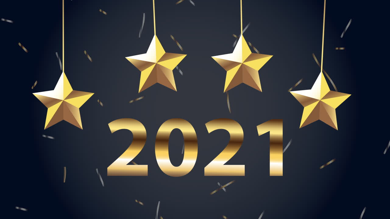 Goldene Sterne und Neujahrsdekoration 2021
