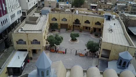 aerial footage of  church in baghdad, iraq