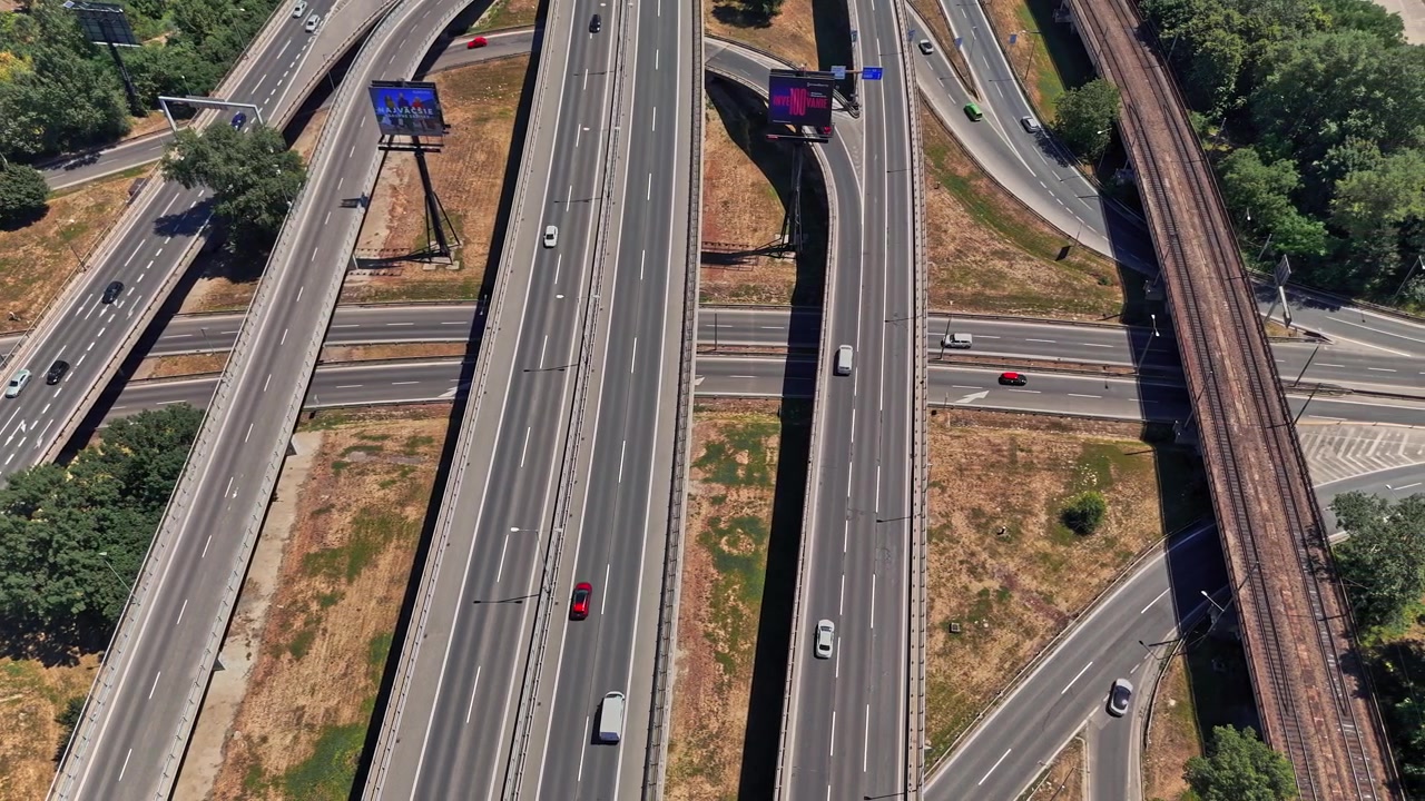 Traffic flows on highways in Bratislava, Slovakia during daylight