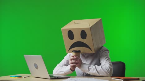 Person with a cardboard box on their head