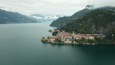 aerial: varenna town is one of the most beautiful towns in lake como