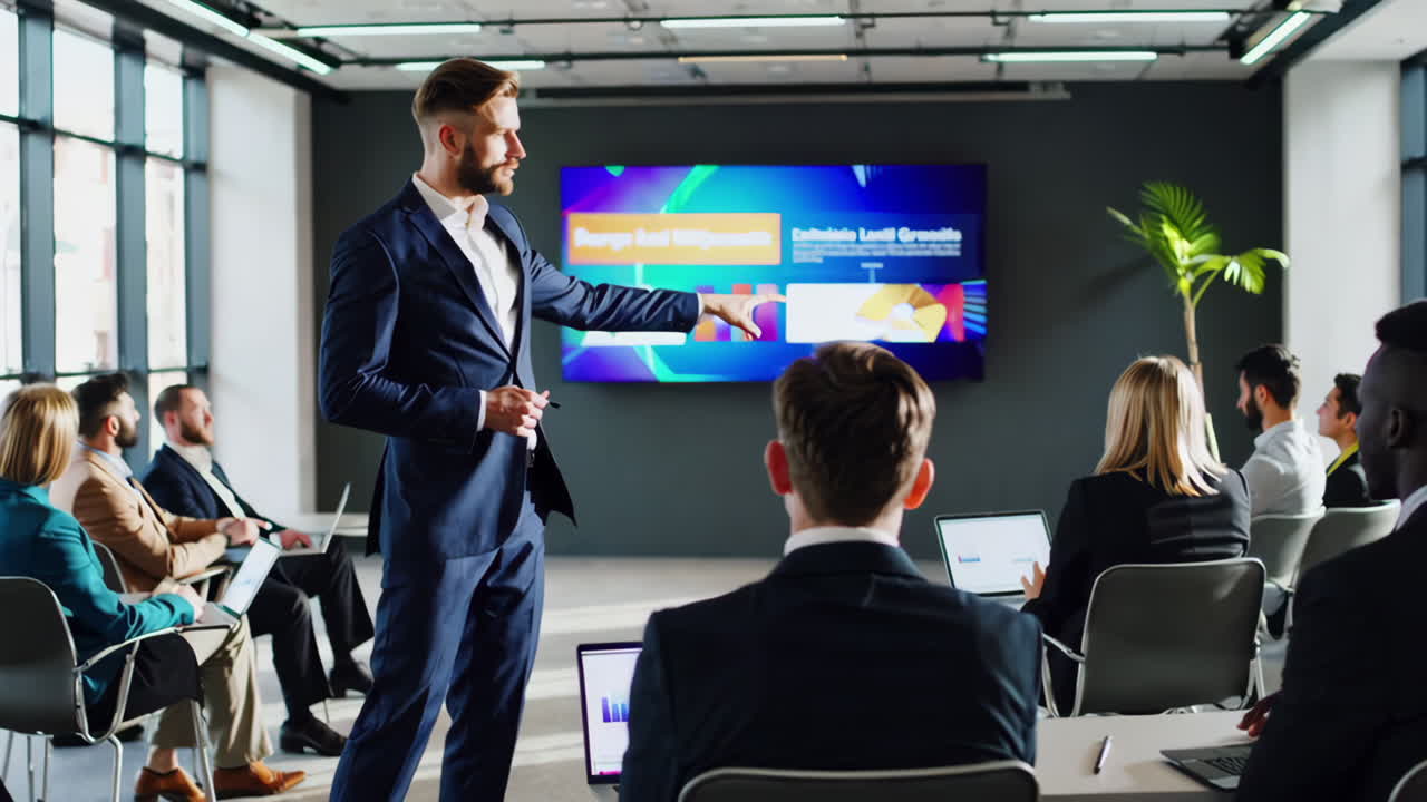presentación de negocios en la sala de conferencias