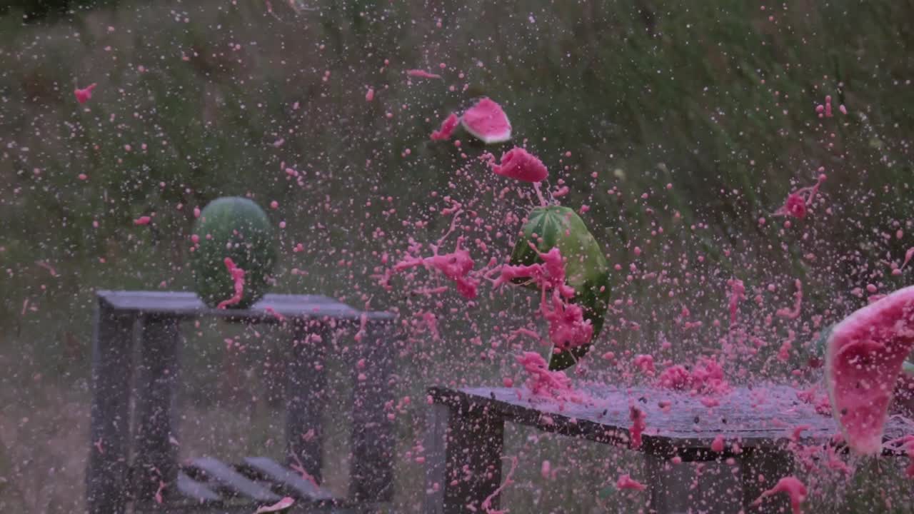 la explosión de la sandía en super cámara lenta