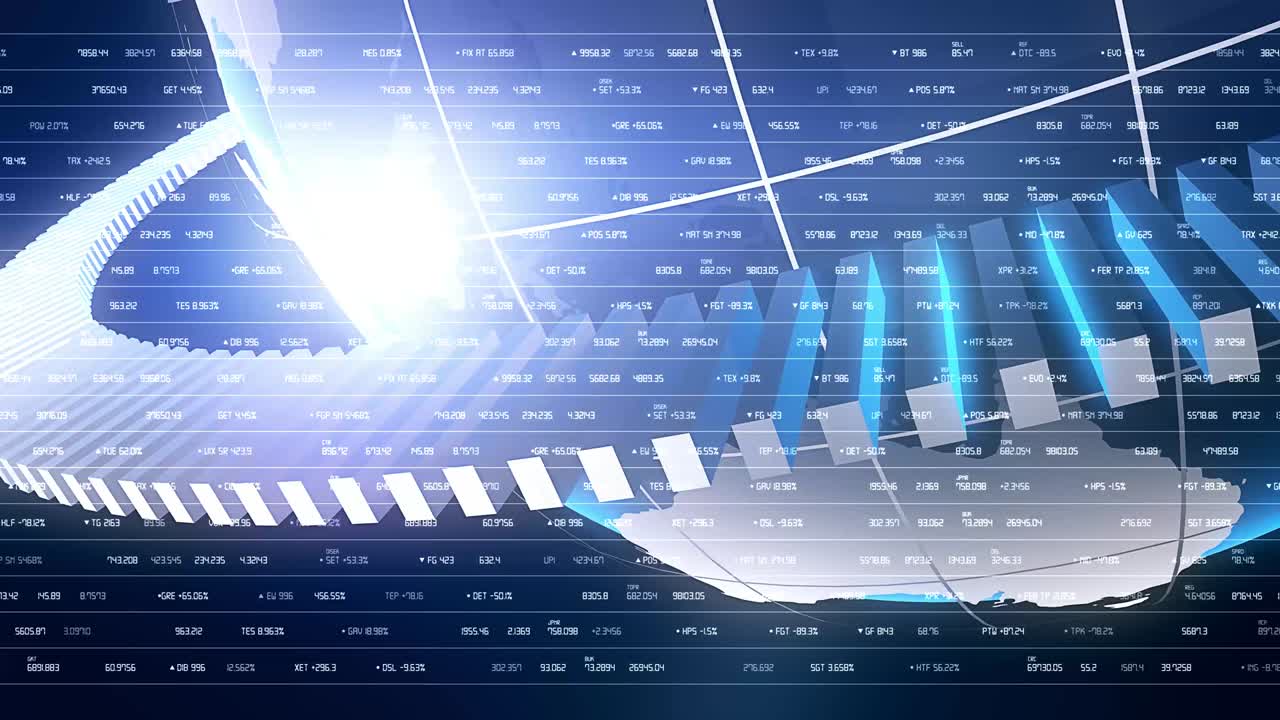 금융 뉴스 애니메이션, 데이터, 숫자, 그래프
