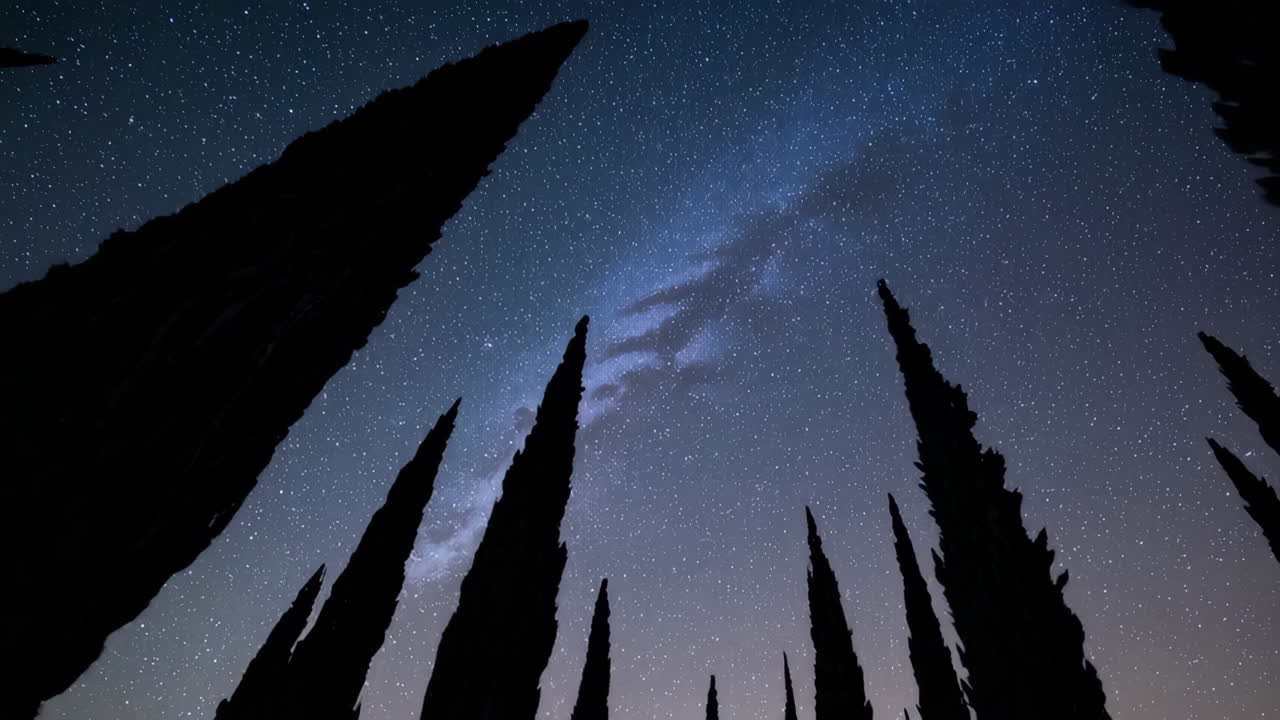 Notte stellata tra gli alberi
