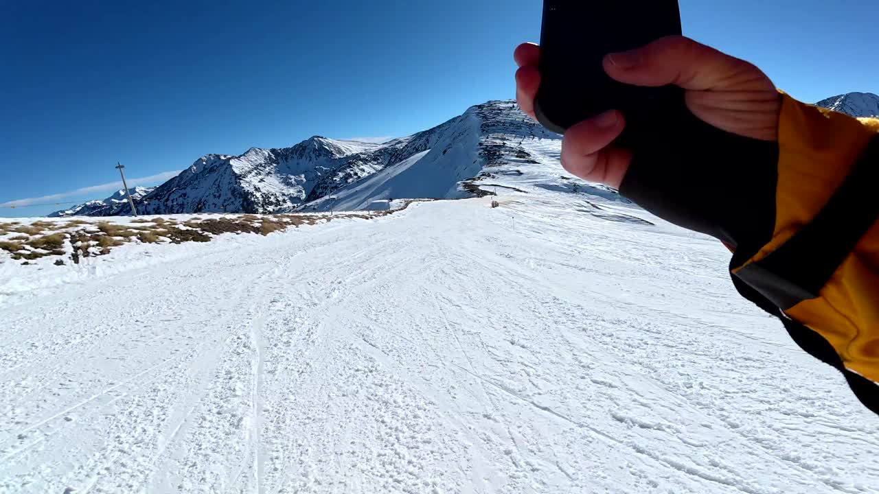 Skiing on a snowy mountain