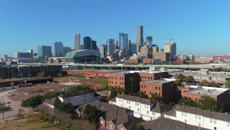 aerial view of downtown houston and surrounding landscape