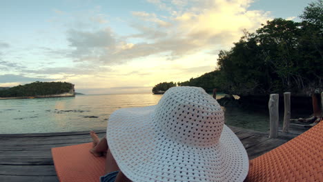 relaxing sunset on a tropical island pier