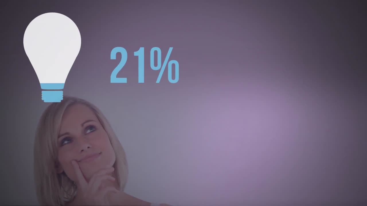 mujer al lado de la forma de la bombilla y los números se llenan de color