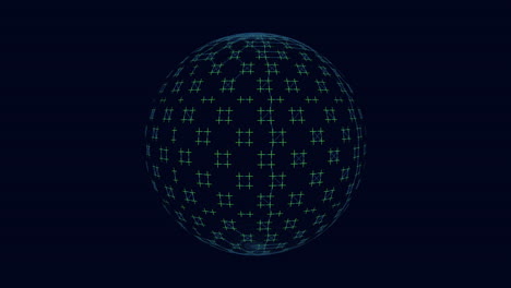 3d blue circle grid pattern sphere on black background