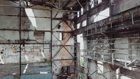 aerial view of the ruined buildings from the war. factory ruins