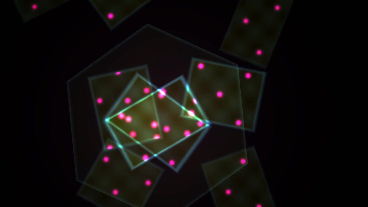 Abstract Glowing Hexagon with Pulsating Geometric Shapes