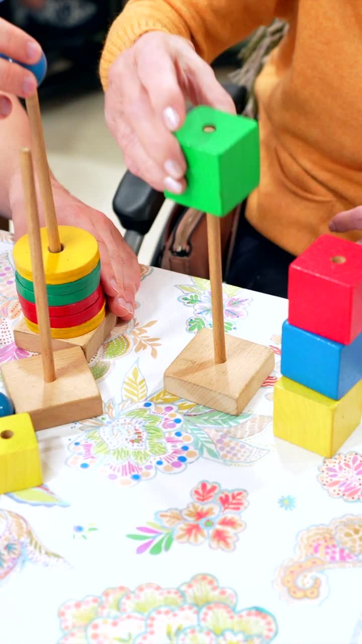 Playing with Wooden Stacking Toys