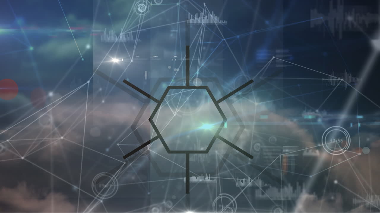 클라우드 상의 연결 네트워크의 애니메이션