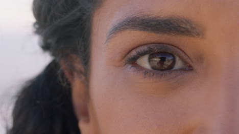 close up macro eye of beautiful woman looking healthy eyesight