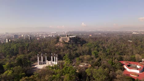 aerial view of chapultepec castle and park in mexico city