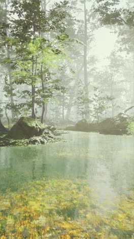 misty forest lake