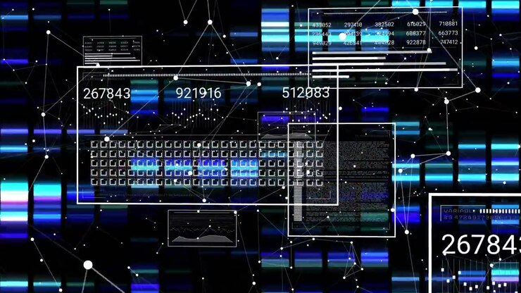 Fading wireframes initiating keyboard expanding while data windows animating for interface demo
