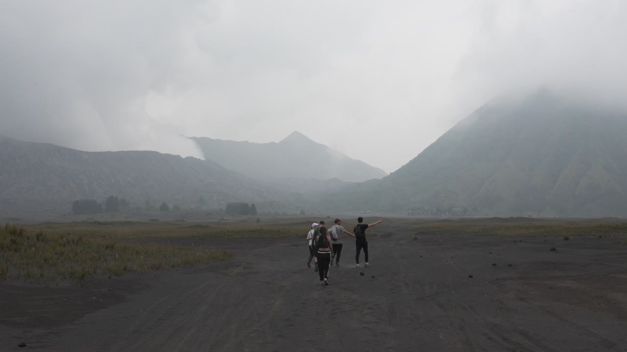 Hike toward Mount Bromo Java island Indonesia trip excursion outdoors volcanic landscape