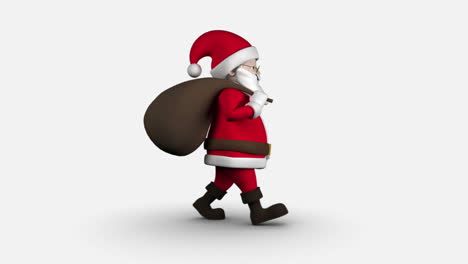 Cartoon-Santa-walking-on-white-background