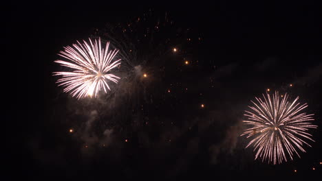 firework display at night on sky background