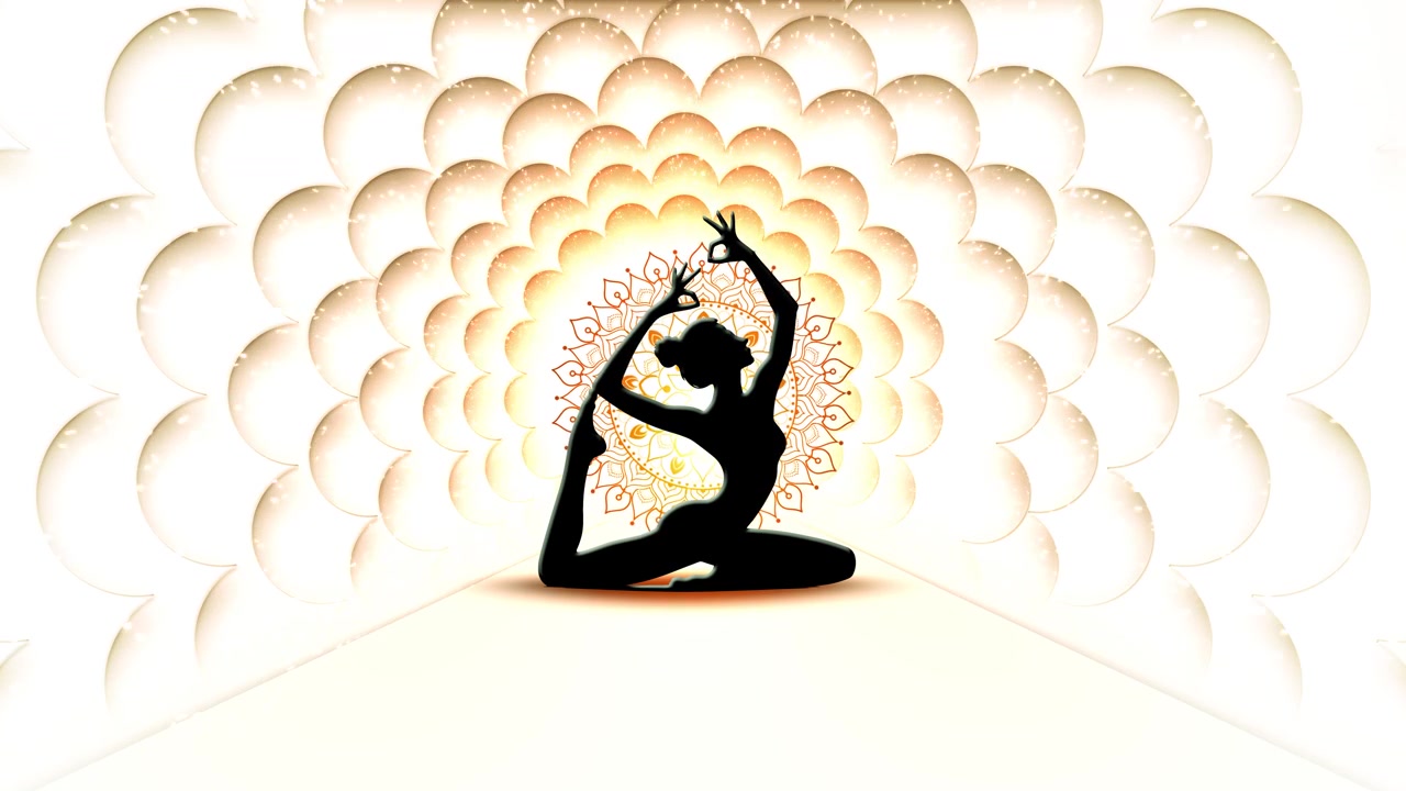 Silhouette di uomo che medita in posizione del loto con sfondo universo, la pratica della meditazione dona armonia ed equilibrio.