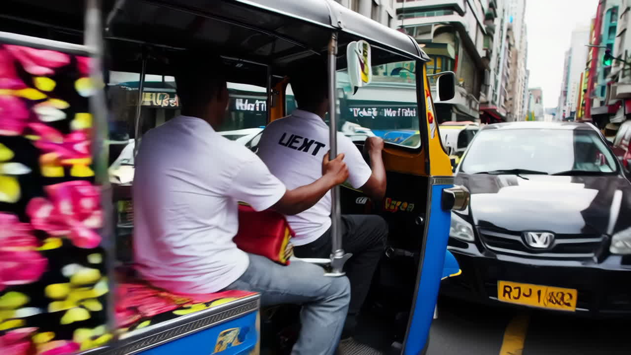 Busy Street Scene in a Southeast Asian City
