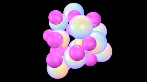 animación 3d abstracta de burbujas de formas geométricas. colisión de bolas. fondo festivo.