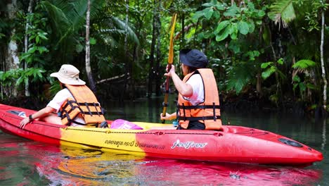 two people kayaking through krabi's scenic waterways