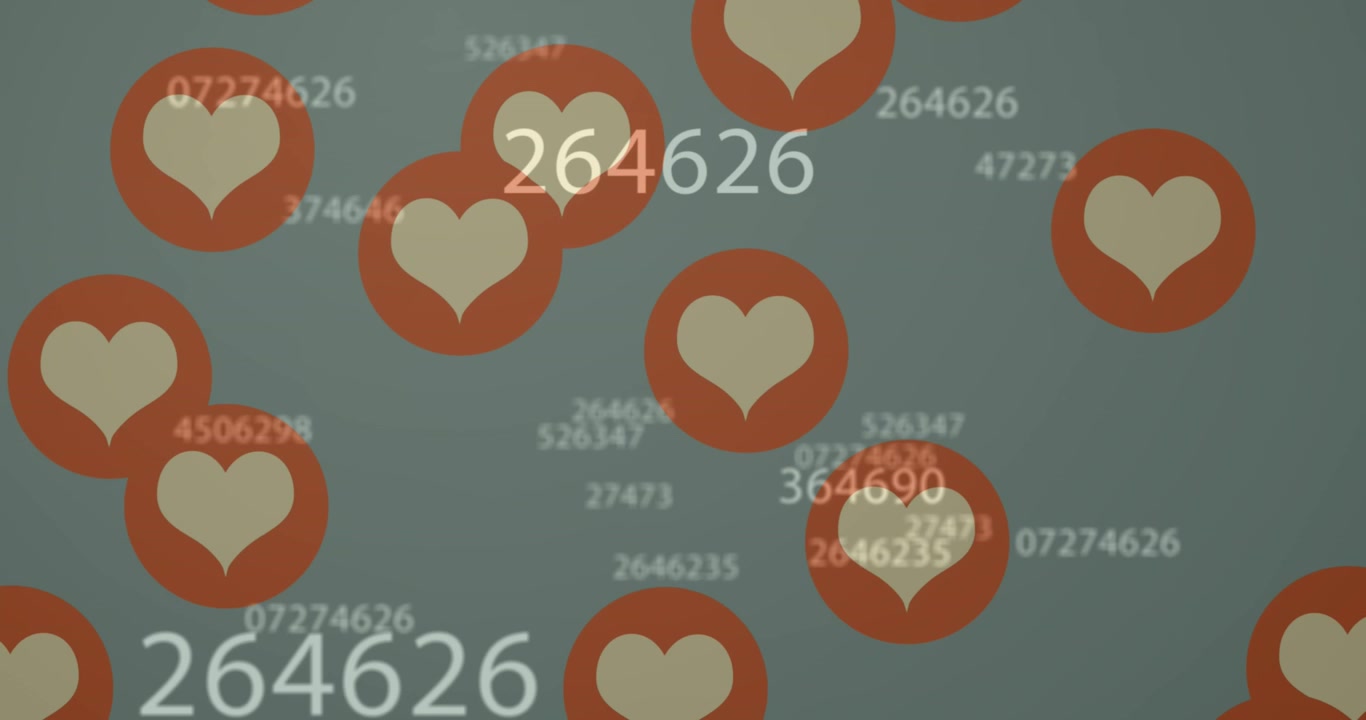 Un primo cuore che appare, causando l'ingresso e la crescita di icone di reazione, con contatori in aumento, mostrando coinvolgimento.