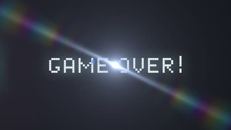 animation of game over text over glowing light on black background