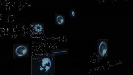 animación de ecuaciones matemáticas sobre ámbitos en fondo negro