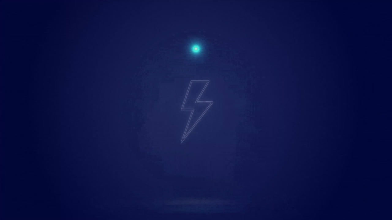 Animation of flash icon in circle processing over blue background