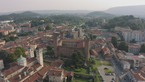 Drone-orbit-shot-over-Ivrea-Castle